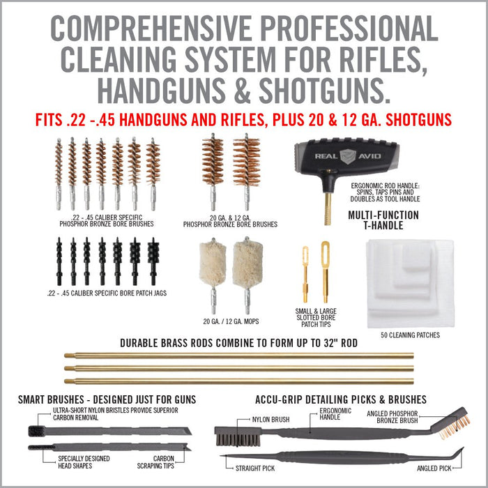 Real Avid, Master Cleaning Station, Universal Cleaning Kit, Cleans Handguns, Rifles, Shotguns, Deluxe Gun Mat With Set Of Cleaning Tools