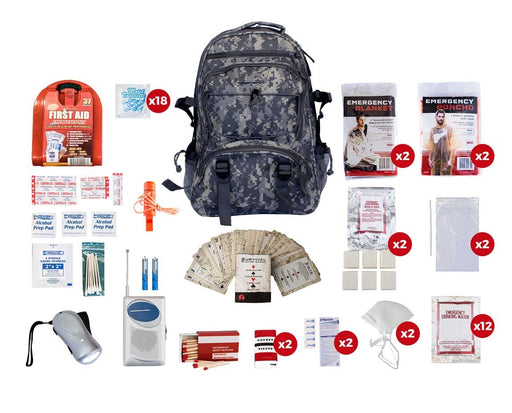 2 Person Basic Survival Kit (72+ Hours) - Camo Backpack