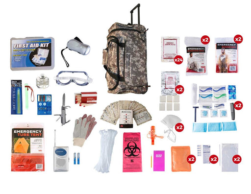 2 Person Elite Survival Kit (72+ Hours) - Camo Roller Bag