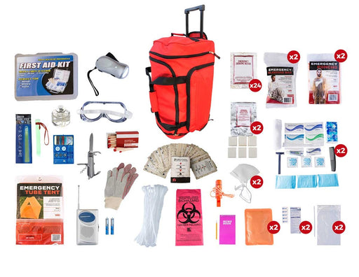 2 Person Elite Survival Kit (72+ Hours) - Red Roller Bag
