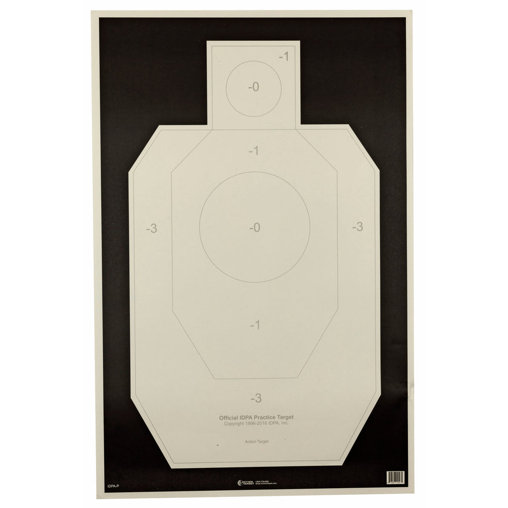 Action Target, IDPA-P, Officially Licensed IDPA Practice Target, Black/White,