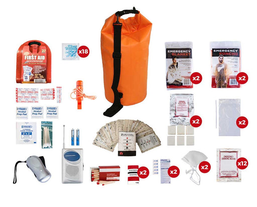 2 Person Basic Survival Kit (72+ Hours) - Waterproof Dry Bag