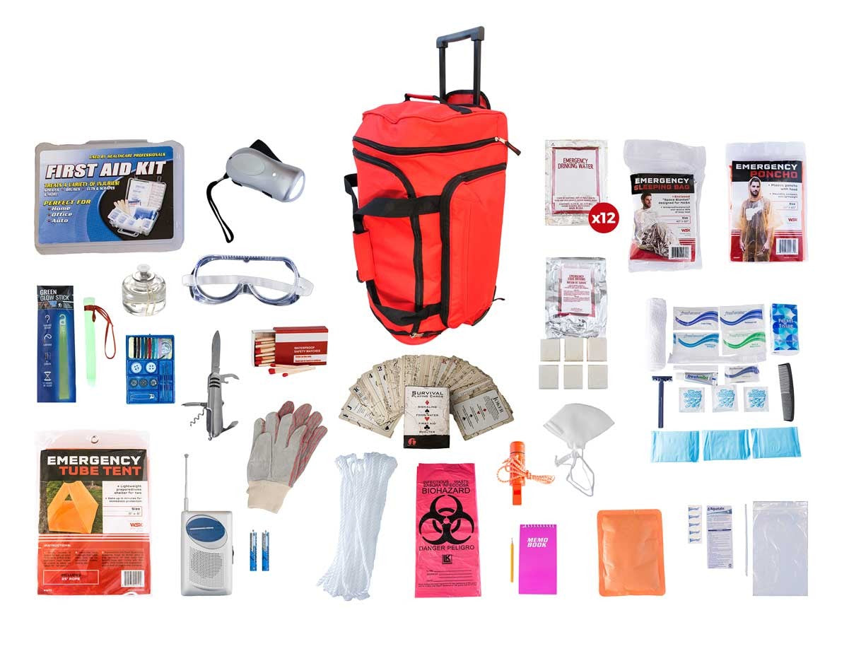 1 Person Elite Survival Kit (72+ Hours) - Red Roller Bag