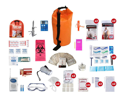 2 Person Deluxe Survival Kit (72+ Hours) - Waterproof Dry Bag
