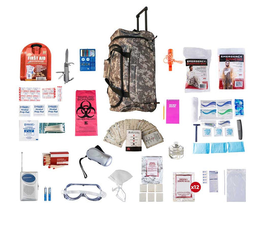 1 Person Deluxe Survival Kit (72+ Hours) - Camo Roller Bag